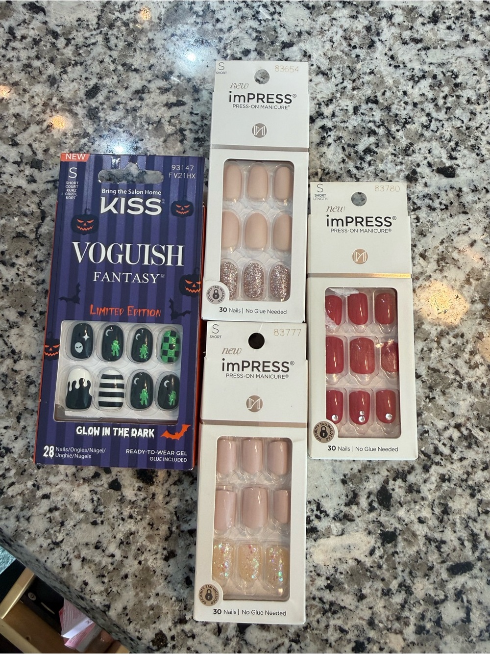 imPRESS Press-On Nails Nude Blush, Glitter & Red Sets